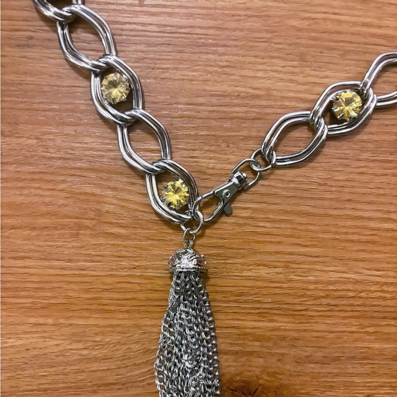 White House Black Market Chain Woman Lg belt Yellow gems Chain tassel No flaws - Picture 13 of 14